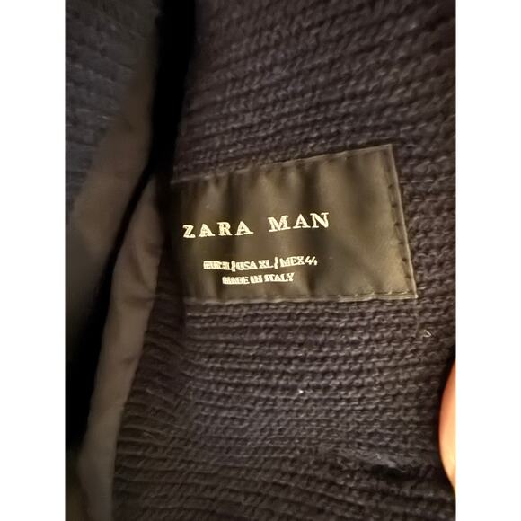 Zara Man Navy Knit Lined Coat Jacket US XL Made in Italy VGUC Versatile Trendy - Picture 5 of 11